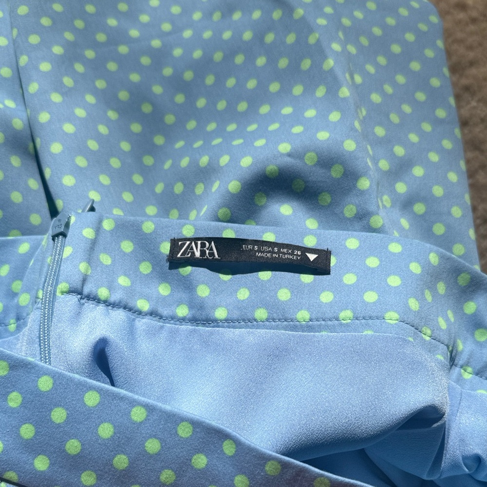 Zara Blue and Green Polka Dot Skirt - Picture 4 of 4